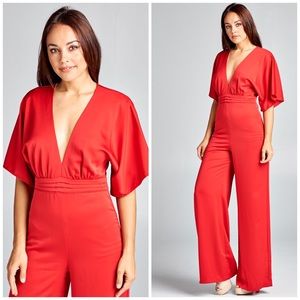 Red Satin Clarissa jumpsuit